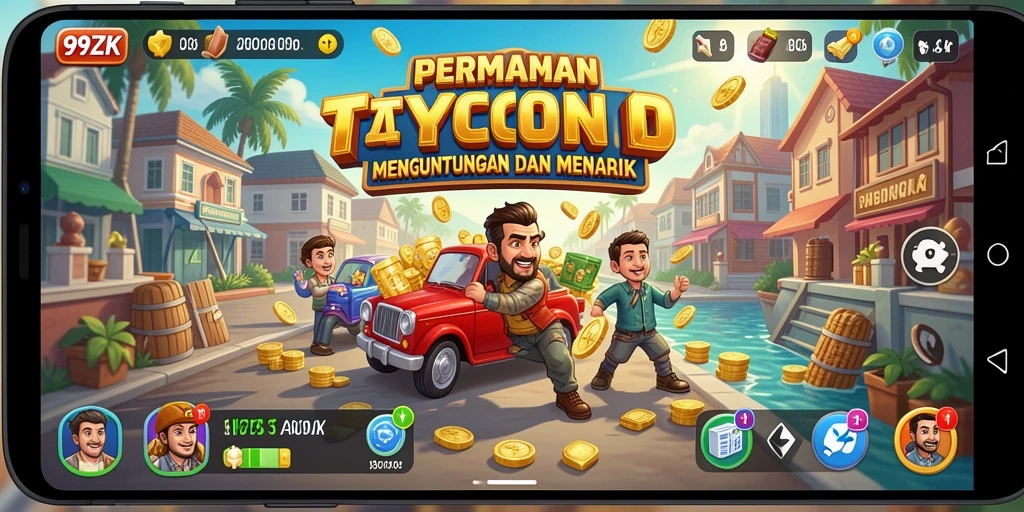 Tangkapan layar gameplay 99ZK yang menarik dengan elemen Tycoon.