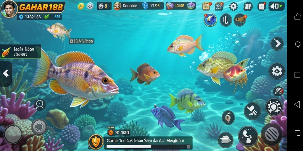 Tampilan menarik dari gameplay GAHAR188 dengan aksi tembak ikan yang seru.