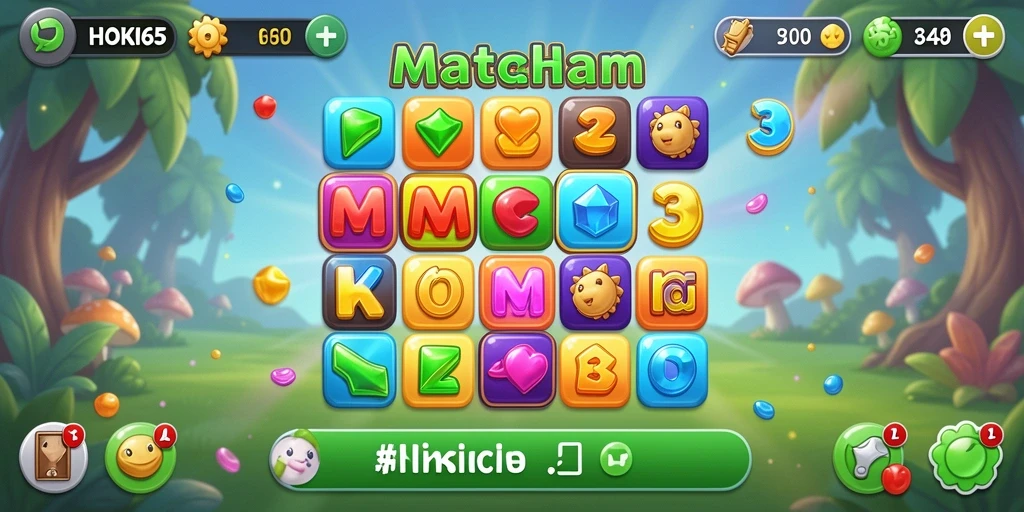 Tangkapan layar utama HOKI65 yang menunjukkan gameplay seru Match-3.