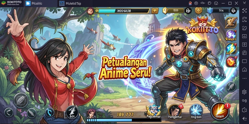 Tampilan gameplay KOKITOTO dengan karakter Anime yang menarik.