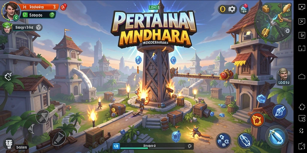 Tangkapan layar gameplay LDN11 menampilkan aksi pertahanan yang intens dan menara yang beragam.