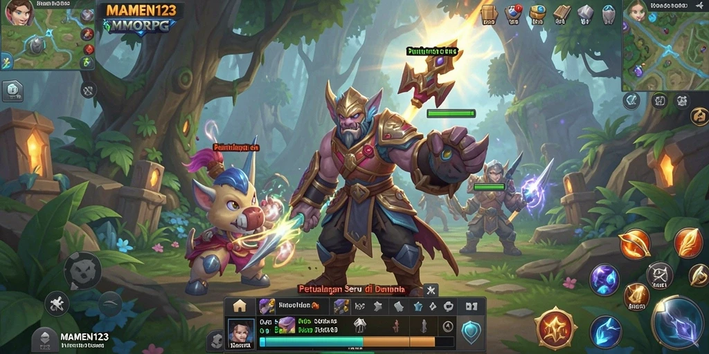 Tangkapan layar utama MAMEN123 menampilkan petualangan seru dalam dunia MMORPG.