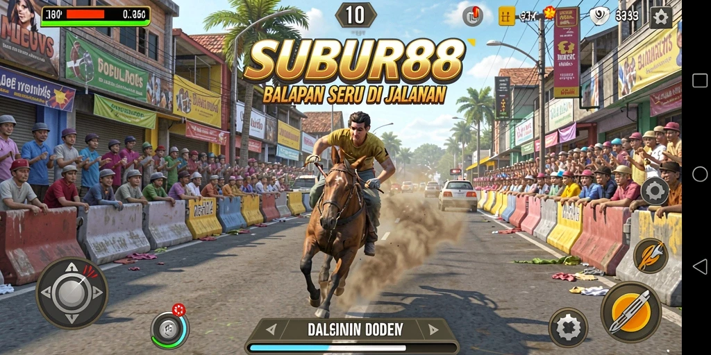 Tangkapan layar menunjukkan balapan seru dengan mobil berkecepatan tinggi.
